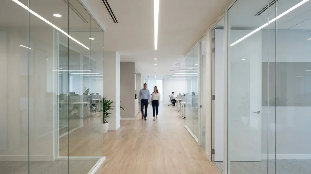 Professional met flexiclip-alarmknop in een zakelijke omgeving